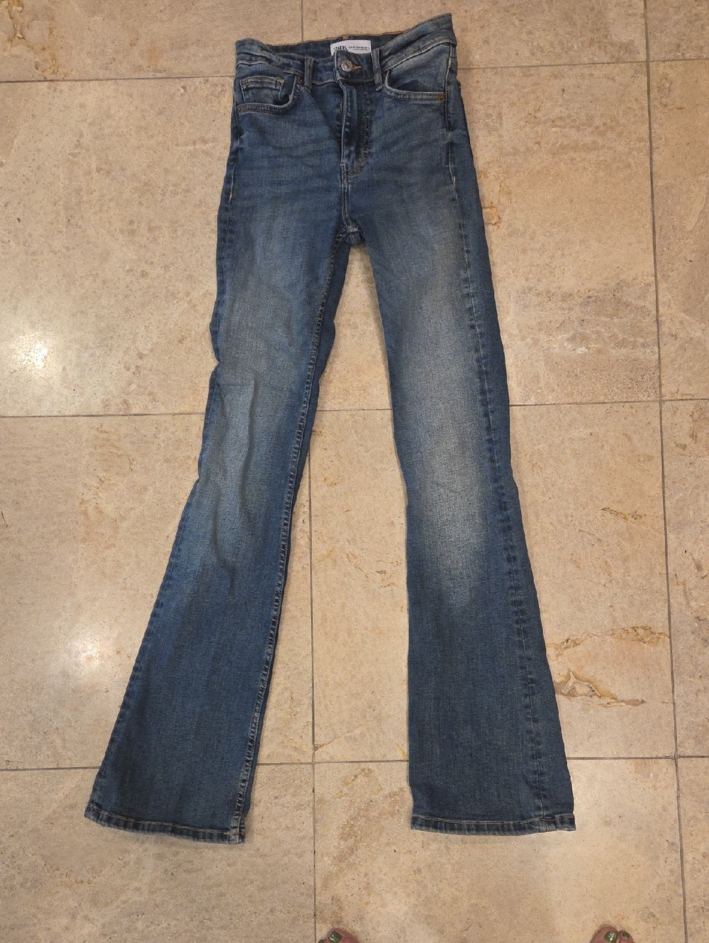 Zara Medium Blue Flare Jeans Womans Size 34